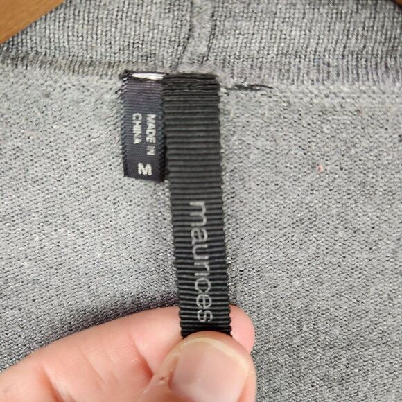 Maurices Womens Cardigan Sweater Size M Long Shawl Gray Asymmetric Long Sleeve - Picture 3 of 7